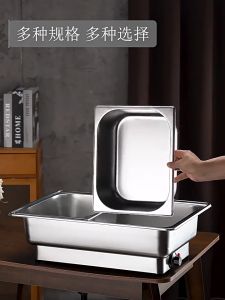 Electric Food Warmer 9L Food Display Cabinet with 3 Grids 304 Stainless Steel Integrated Food Heater with Lid Thermostatic Box Adjust Temperature Chafing Dish Buffet Meal Stoves