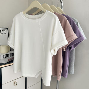 MISHANGYICHU | Loose Fitting Slim Irregular Hem Short Sleeve T-Shirt
