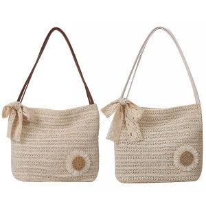 【Clearance Sale】 Women Straw Woven Shoulder Bag Female Hobo Purse for Travel Shopping Daily Use