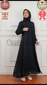 CHIANOZ Gamis Hitam Mewah Wilona & Dress Brukat Renda Lebaran