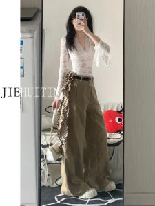 Extended Version High Waist Slimming Straight Leg Jeans Womens Spring Summer New Style American Retro Knife Edge Denim Pants