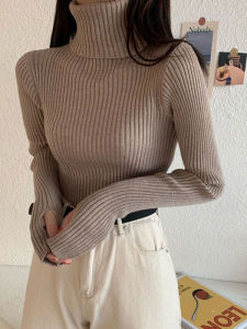 Áo Len Dệt Kim Cổ Cao Mềm Mại Ôm Vừa Vặn Cho Nữ Mùa Thu Đông Phong Cách Mới Áo Len Cardigan Cổ Tròn Màu Trơn Thường Ngày