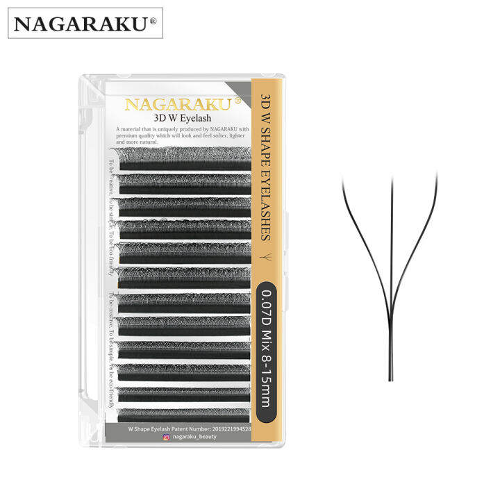 NAGARAKU Automatic Flowering W Shape Bloom 3D Premade Fans Eyelash ...