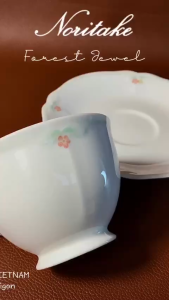 NORITAKE 100%New - Forest Jewel - 01 Set Trà Bằng Sứ Xương Vân Nổi Hoa Nhí