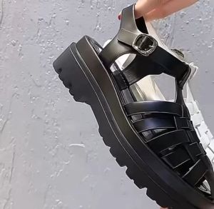 One for All รองเท้าแตะ TX411 รูปแบบ 5cm สีดำ ครีม รูปแบบรองเท้าลำลอง ส่งจากไทย