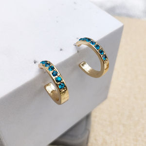 วินเทจสีเขียวคริสตัล C-ear Studs ต่างหูวงกลมแฟชั่นเครื่องประดับสไตล์เกาหลีผู้หญิงอุปกรณ์เสริม B825