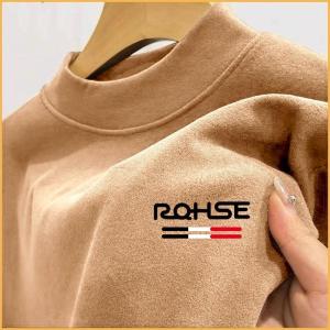 Double-Sided Fleece Lined Thickened Long Sleeve Sweatshirt Knitted Base Shirt High Neck Warm Top for Youth Winter Fashion
