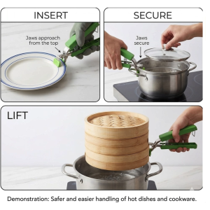 Silicone Handle Anti Scalding Clip Non-slip Stainless Steel Bowl Holder Dish Clamp