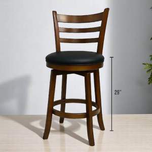 READY STOCK!! 【Limited 】Wooden Bar Stool / Bar Chair With Back Panel and Black PU Swivel Seat. 24” / 29”