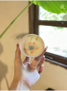 ถ้วยดื่มชาดินสีขาวลายดอกไม้จันทน์จิตรกรรมมือทำด้วยมือระดับไฮเอนด์ ถ้วยดื่มชาสำหรับเจ้าของบ้าน สไตล์จีน ชิ้นเดียว