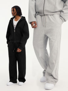 STK SmallTown Kid Casual Loose Knitted Straight Leg Pants Youthful Style Fashionable Trendy Brand Autumn Season Pure Color