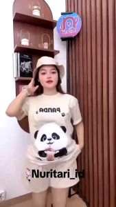 SETELAN BABY PANDA CUTE BOBA ATASAN + CELANA PENDEK SIMPLE STYLE