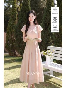 Đầm Dài Elegance Pháp Màu Hồng Pastel