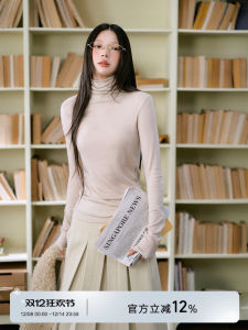 Áo Thun Cổ Cao Bằng Lụa Tơ Tằm La Lune Du Ciel Màu Trắng Cho Nữ Mùa Đông Áo Lót Ôm Vừa Vặn Áo Thun Dài Tay Áo Chui Đầu