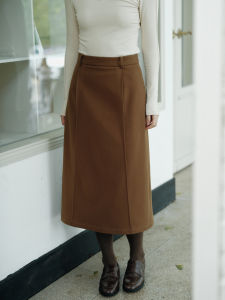 Mixabo Brown Retro Back Slit Woolen Skirt Female Mid Length Long Length Winter Straight-leg Slimming Dress Stylish
