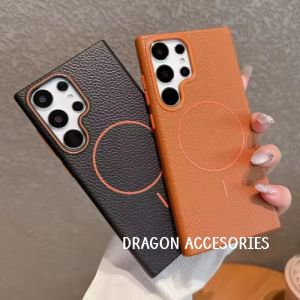 Samsung A03 A04E A05 A05S A06 A10 A11 A12 A12S A14 A15 A16 A20 A21S A22 A23 A24 A30 A25 A26 4G 5G Premium Soft Phone Luxury Leather Case Kulit Magnetic Wireless Charging Silicone Shockproof Lychee Pattern Pelindung Lensa Protector Camera Casing TPU