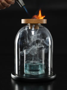 Smoked Glass Cover Professional Real Wood Bar Cocktail Atmosphere Sensation Molecular Mixology Ice Hockey Cocktail Glass Cover