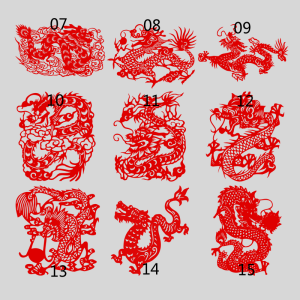 Baise Traditional Handmade Paper Paper-Cut for Window Decoration Stickers Zodiac Animal Dragon Children Kindergarten Hollow Decorative Painting
