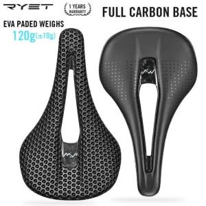 RYET | RYET 3D Printed Carbon Saddle with EVA Padded Honeycomb Ultralight 7x9mm Oval Rail MTB Road Bike Seat Cycling Parts