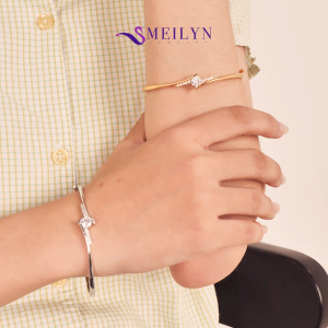 MEILYN Gelang Kaku Bangle Motif Permata Baris 2 Susun Elegan Mewah Lapis Emas All Series