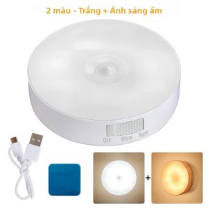 Đèn Ngủ LED Không Dây Có Cảm Biến Chuyển Động Thông Minh Hút Từ Tính Đèn Tròn Có Thể Sạc Lại USB Gắn Tường Không Nhấp Nháy Bộ 1/2/4