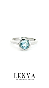 LENYA แหวนพลอยบลูโทแพซ เสริมความมั่นใจ ชัดเจน ปัญญา ขนาด 6 มิล ตัวเรือนเงินแท้925 ชุบทองคำขาว