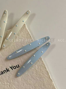 Blue White Polka Dot Hair Clip Womens Korean Style Duckbill Clip Side Parting Fashionable Bangs Hair Accessories Hairpins