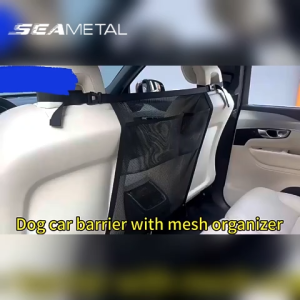 SEAMETAL Car Dog Barrier Mesh Net Back Seat Pet Isolation Fence with Storage Pocket Adjustable Straps Pet Safety Guard for SUV Sedan MPV