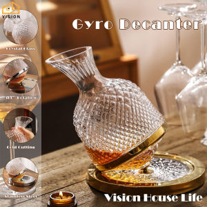 Vision Luxury Rotating Glass Wine Decanter Crystal Wine Breather Carafe Household Wine Wake Up Pot Whisky Dispenser for Bar Home Decoration