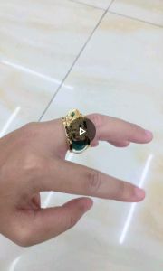 Nhẫn Nam Ngọc Xanh Lông Đuôi Voi Chạm Rồng Mạ Vàng 18k Cao Cấp (Có Video) - Đeo Tay Mang Phong Thủy Phát Tài Phát Lộc - Lokalo - Đổi Trả Miễn Phí Trong 07 Ngày