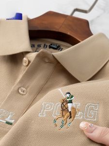 ROMON | Lormen Mens Pure Cotton Short Sleeve T-Shirt Summer Thin Business Casual Embroidered Collar Ice Silk Polo Shirt Fashion Urban Style Quick Dry