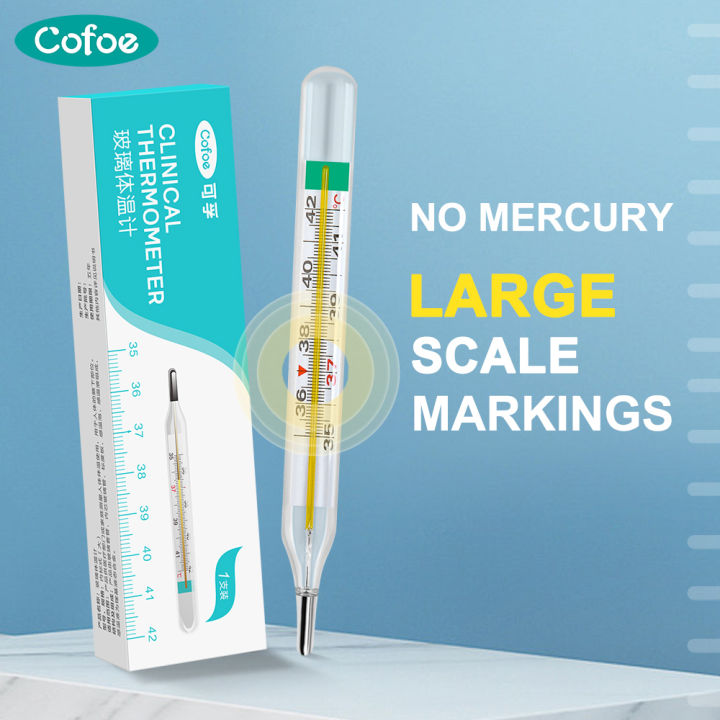 Cofoe Glass Mercury Free Thermometer Large Scale Clinical Oral Cavity