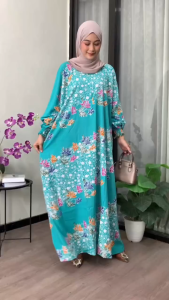 (COD) GAMIS SUPER JUMBO ENCIM BUNGA GARIS BATIK CAP KOMBINASI BATIK TULIS