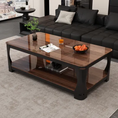 Modern Minimalist Double Layer Tempered Glass Coffee Table Living Room Home Use Small Apartment Rectangular Coffee Desk