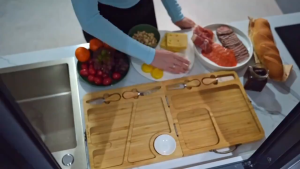 Cheese Board Cheese Tray Bamboo Cheese Board Set with 4 PCs Cheese Knife Wooden Serving Tray Picnic Party