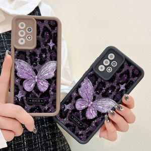 Purple Leopard Print Butterfly Phone Case For Samsung S26 Ultra S25 Ultra S26 S24 S25 S23 FE 5G S22 S21 FE Case Cover Shockproof
