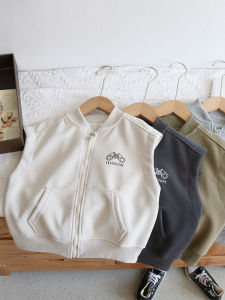 Childrens Zipper Casual Sweater Vest Autumn Spring Wear for Boys And Girls Fashionable Korean Style Baby Outerwear