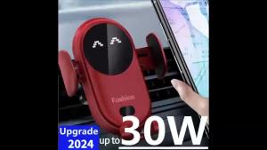 30W Wireless Charger Car Mount for Air Vent Mount Car Phone Holder Rotating Inligent Infrared Fast Wireless Charging Charger
