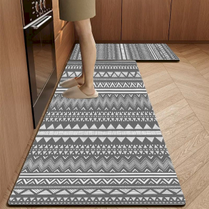 VIKAMA Bohemian Geometric Stripe Carpet Kitchen Non Slip Mat Retro Ethnic Printed Mat Home Decoration