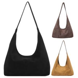 Women Faux Suede Tote Bag Fashion Shoulder Bag Large Capacity Stylish Tote Purse Chic Hobo Bag Simple Commuting Bag