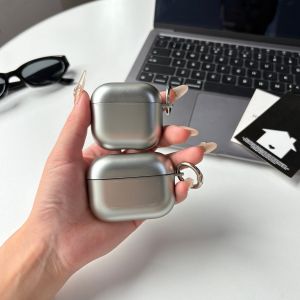 Fashion Simple Electroplated Silver Matte and Glossy Protective Earphone Case with Metal Ring for AirPods 1 2 3 4 Pro2 Pro3