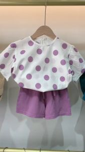 bambeau baby Girls Clothing Sets Polka Dot Colorful kids girls Short Sleeve Suits Fashion summer