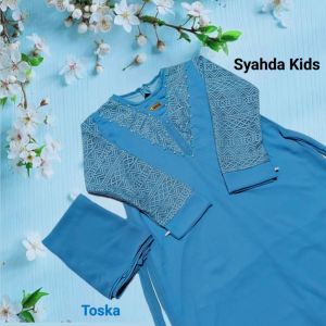 Syahda kids set phasmina UK MLXL usia 5-14 thn bahan ceruty baby doll mix brukat gamis anak