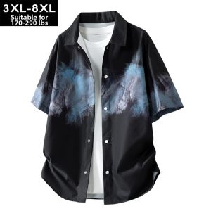 BINHANG | Oversized Mens Short Sleeve Shirt Breathable and Versatile