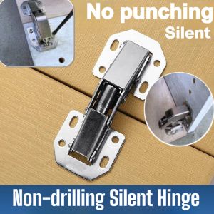 Non-Drilling Silent Hinge Kit Stainless Steel Buffer Hinges For Wardrobe And Cabinet Doors