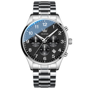 OLEVS | Digital Display Large Dial Chronograph Luminescent Quartz Watch Steel Strap