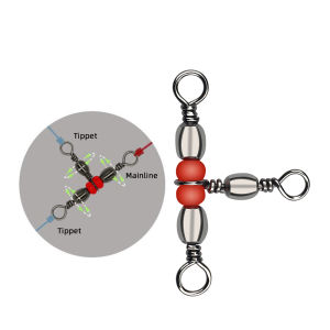 10pcs Carbon Steel Fishing Connector Three Way Barrel Swivel Snap Ring With Beads Fishhook Lure Line Fishing Accessories