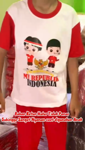 Setelan Piyama Anak Laki-Laki Desain Kemerdekaan Indonesia 2-11 Tahun - Bahan Lembut Nyaman