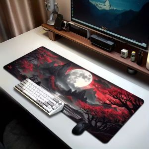 VIKAMA Lớn Để Bàn Thảm Chống Trơn Trượt Phong Cảnh Phương Đông Chơi Game Mousepad Trăng Đỏ Núi Cây Cảnh Phong Cách Trung Hoa Trang Trí Máy Tính Để Bàn Miếng Lót Cao Su