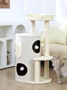 HOOPET | Durable No-Flaking Cat Scratching Board and Bed Set Jute Material 3-Tier Standing Climbing Frame